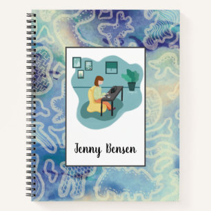 Dekoratives Blue Toned Abstrakt Spiral Notebook Notizbuch
