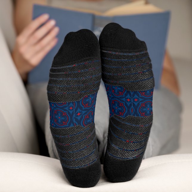 Dekoratives Blumenfliesenmuster  Socken (Unterseite)