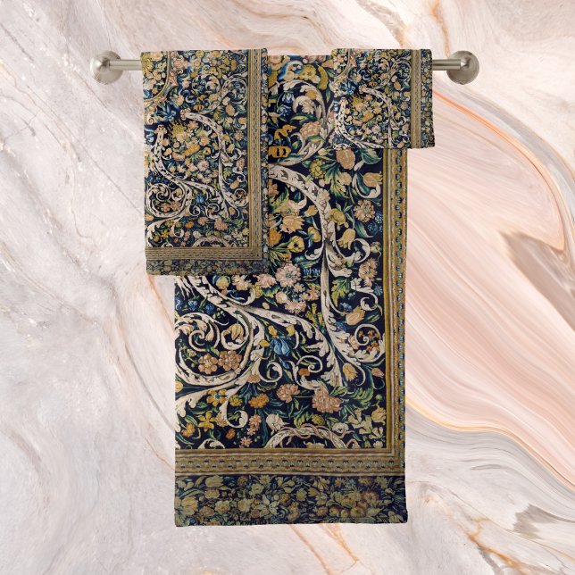 Dekoratives Blumenmuster Badhandtuch Set (Von Creator hochgeladen)