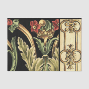 Dekoratives Blumenmuster mit schwarzen Grenzen Seidenpapier