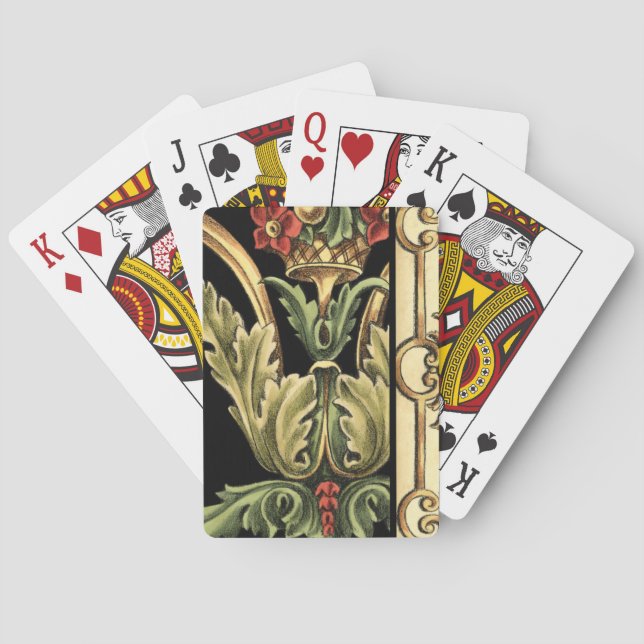 Dekoratives Blumenmuster mit schwarzen Grenzen Spielkarten (Rückseite)