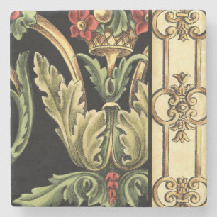 Dekoratives Blumenmuster mit schwarzen Grenzen Steinuntersetzer