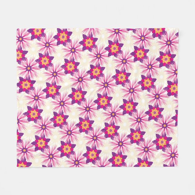 Dekoratives Blumenmuster Rosa Lila Astra Modern Fleecedecke (Vorderseite (Horizontal))