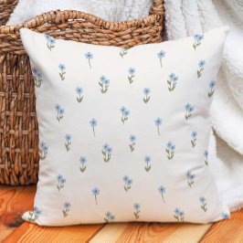 Dekoratives Boho-Ditsy-Blumen-Cottagecore-Blau Kissen