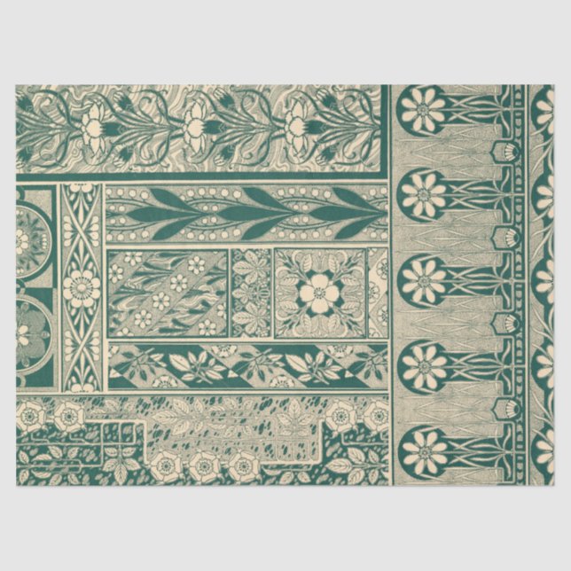 Dekoratives botanisches Jugendstil-Muster Seidenpapier (Vorderseite)