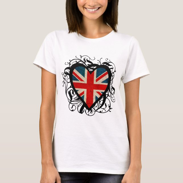Dekoratives britisches Herz T-Shirt (Vorderseite)