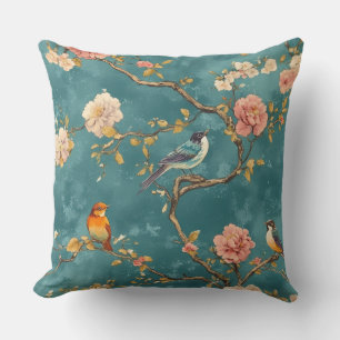 Dekoratives Chinoiserie-Vogel-Muster-Wurfkissen Kissen