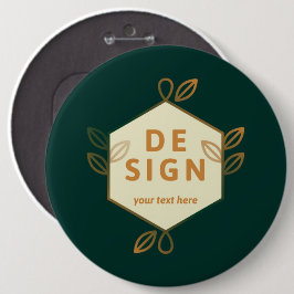 Dekoratives cremefarbenes Sechseck-Logo auf dunkle Button