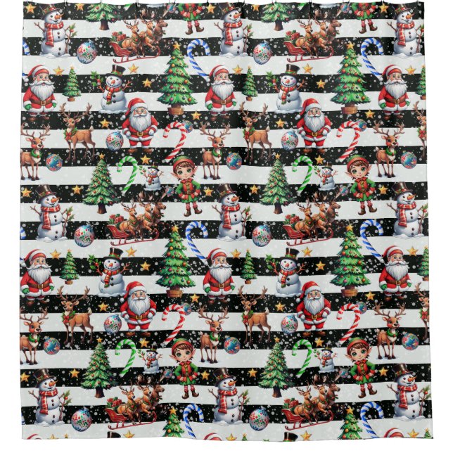 Dekoratives Design der Weihnachtsstreifen Duschvorhang (Vorderseite)