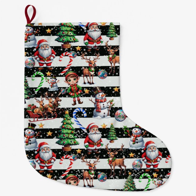 Dekoratives Design der Weihnachtsstreifen Großer Weihnachtsstrumpf (Vorderseite)