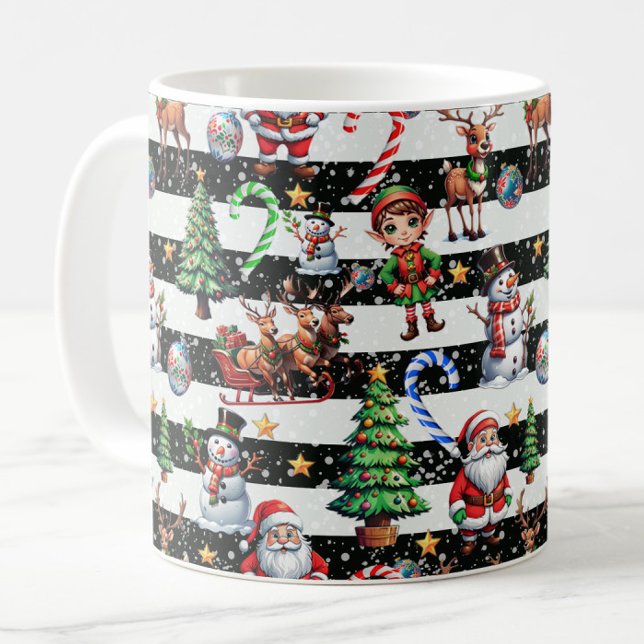 Dekoratives Design der Weihnachtsstreifen Kaffeetasse (Von Creator hochgeladen)