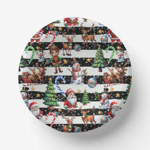 Dekoratives Design der Weihnachtsstreifen Pappteller