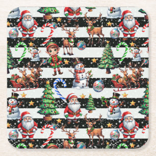 Dekoratives Design der Weihnachtsstreifen Rechteckiger Pappuntersetzer