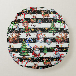Dekoratives Design der Weihnachtsstreifen Rundes Kissen