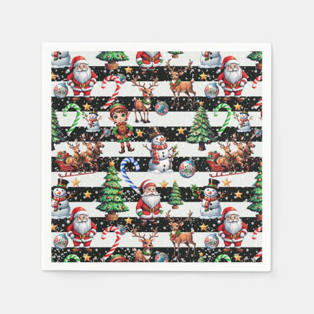Dekoratives Design der Weihnachtsstreifen Serviette (Vorderseite)