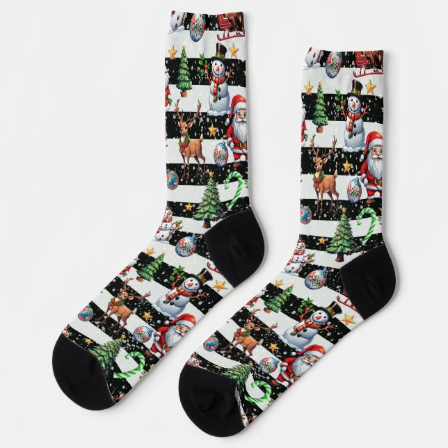 Dekoratives Design der Weihnachtsstreifen Socken (Linkes Detail)