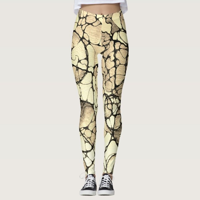 Dekoratives Doodle Muster Leggings (Vorderseite)