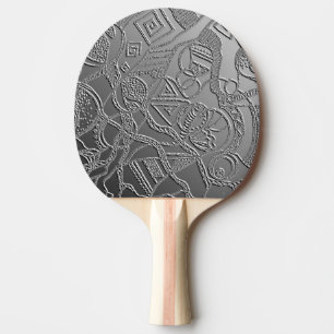 Dekoratives Doodle-Muster Tischtennis Schläger