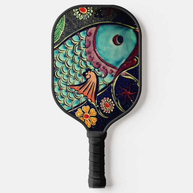 Dekoratives Fischmosaik Koi Design Pickleball Schläger (Vorderseite)