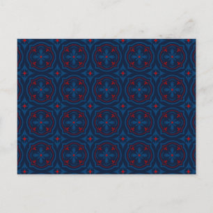 Dekoratives Fliesenmuster mit Blumenmotiv Postkarte