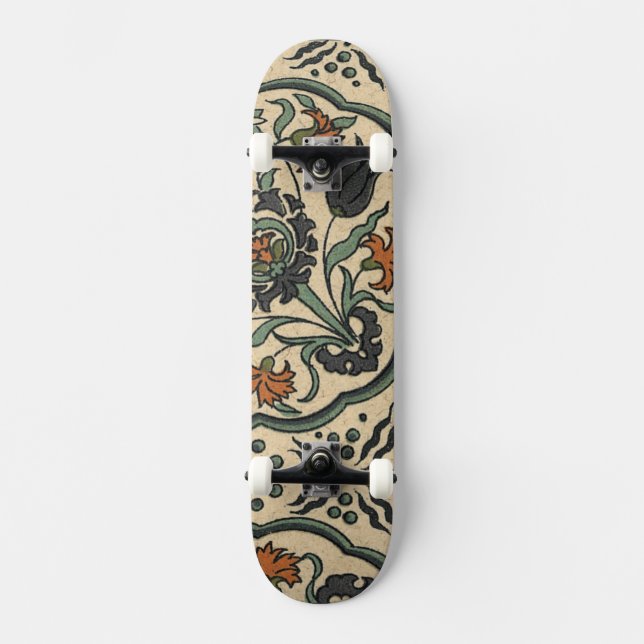 Dekoratives florales persisches Fliesendesign Skateboard (Vorderseite)