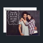 Dekoratives Foto-Overlay-Hochzeit speichern Sie da Ankündigungspostkarte<br><div class="desc">Modernes,  Save the Date Postkartendesign mit dekorativem Overlay-Design mit einem Scroll auf der Vorderseite (der über das Foto der Verlobung positioniert werden kann) und zusätzlichen Informationen und Platz für eine Adresse auf der Rückseite der Karte.</div>