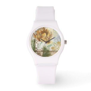 Dekoratives Fresco-Design mit Globe-Blume Armbanduhr