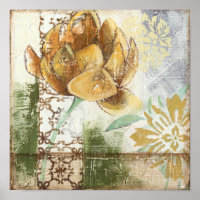 Dekoratives Fresco-Design mit Globe-Blume
