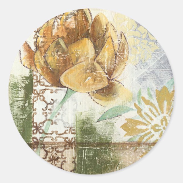 Dekoratives Fresco-Design mit Globe-Blume Runder Aufkleber (Vorderseite)
