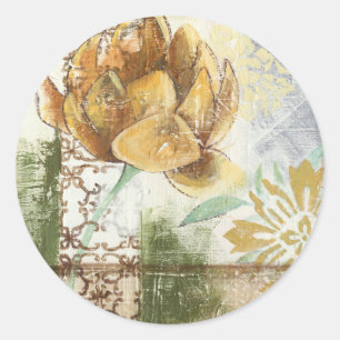 Dekoratives Fresco-Design mit Globe-Blume Runder Aufkleber