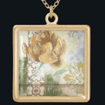 Dekoratives Fresco-Design mit Globe-Blume Vergoldete Kette<br><div class="desc">Dieses dekorative Freskendesign von Megan Meagher besticht durch eine Blume aus der Welt. Ein abstrakter Hintergrund umgibt die Blume und schafft ein surreales Ambiente,  das der realistischen Blume widerspricht.</div>