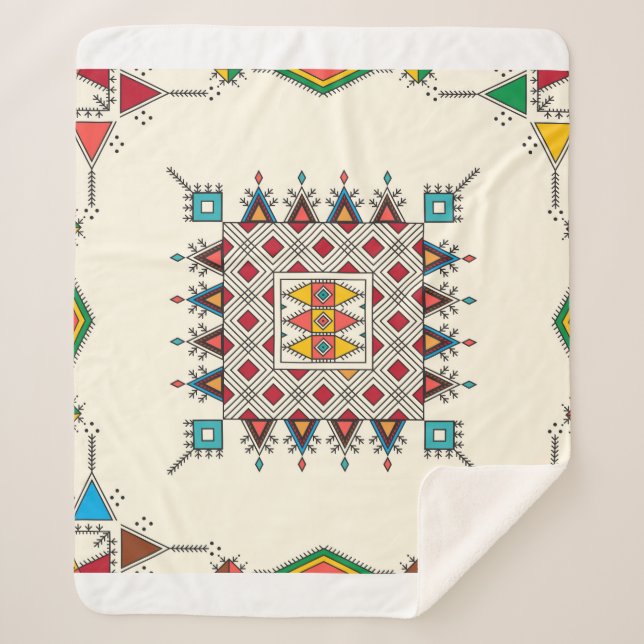 Dekoratives geometrisches Wiederholmuster, inspiri Sherpadecke (Vorderseite)