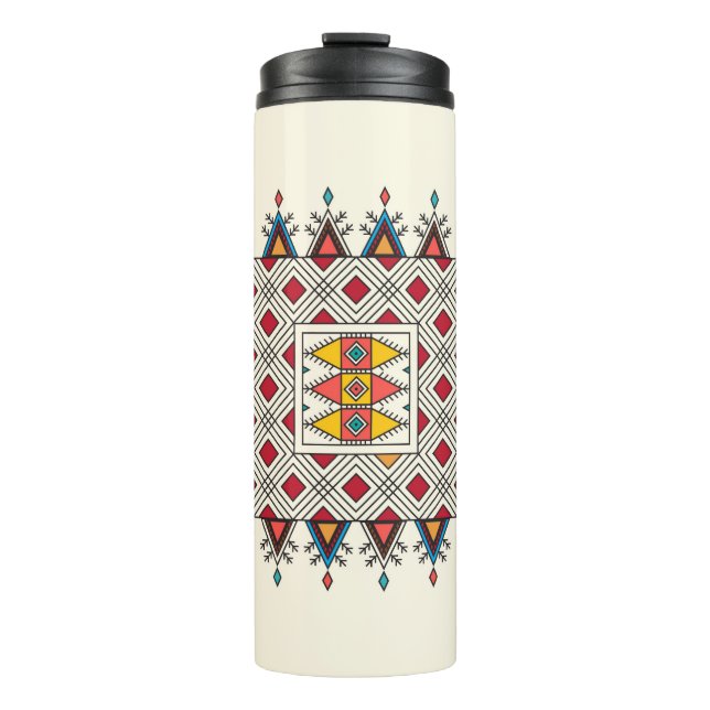 Dekoratives geometrisches Wiederholmuster, inspiri Thermosbecher (Vorderseite)