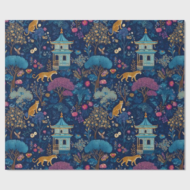 Dekoratives Geschenkpapier Chinoiserie Tiere (Flach)