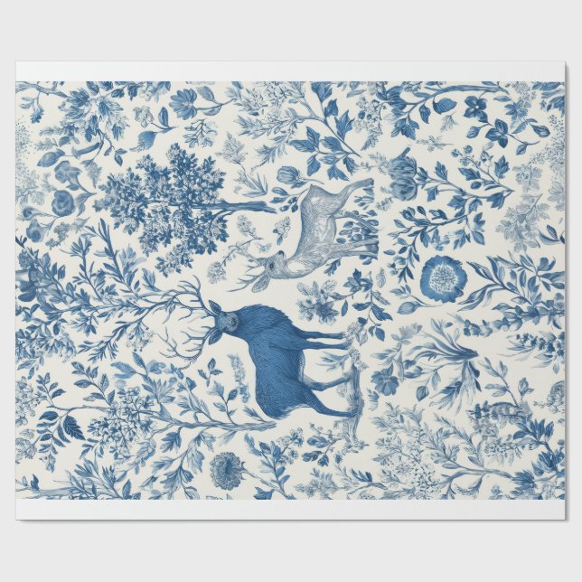 Dekoratives Geschenkpapier Chinoiserie Waldtiere (Flach)