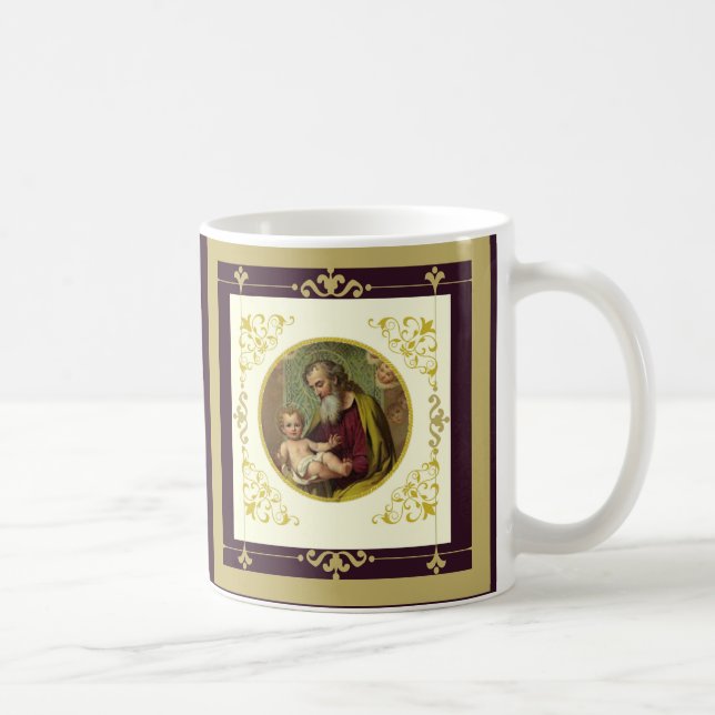 Dekoratives Gold St- Josephu. Kinderjesuss Tasse (Rechts)