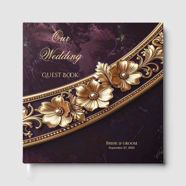 Dekoratives Goldenes Florales Gästebuch (Vorderseite)