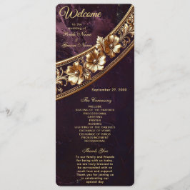 Dekoratives Goldenes Florales Hochzeitsprogramm Programm