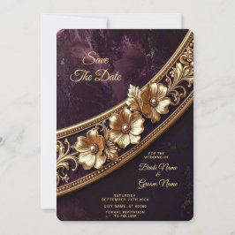 Dekoratives Goldenes Florales Save The Date