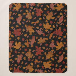 Dekoratives goldenes Herbst-Blätter auf Sherpadecke