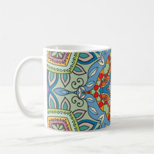 Dekoratives, handgezeichnetes nahtloses Muster. Fa Kaffeetasse