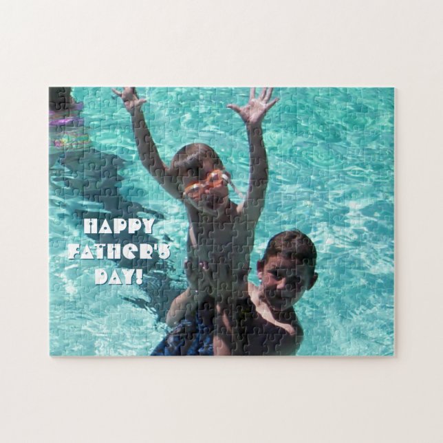Dekoratives Happy Vatertag Familie Foto Puzzle (Horizontal)