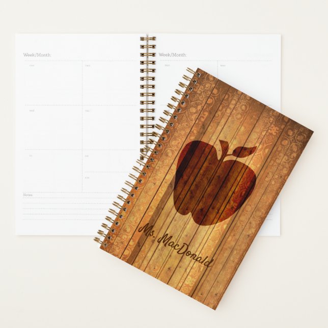 Dekoratives Holz mit Apfellehrern Tagesplaner Planer (Anzeige)