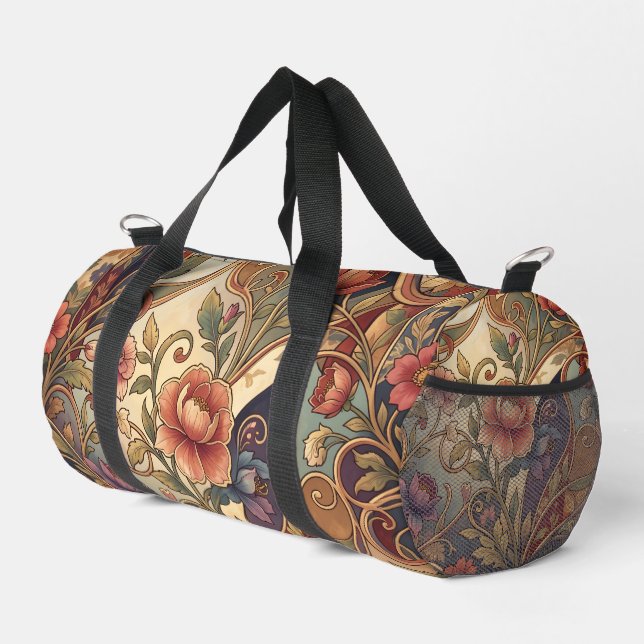 Dekoratives Kimono-Blumenmuster Duffle Bag (Rechte Ecke)