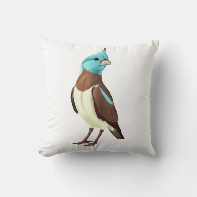 Dekoratives Kissen «blauer Vogel der Träume» (Vorderseite)