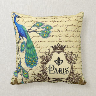 Dekoratives Kissen französischer Skript-Pfau-Paris