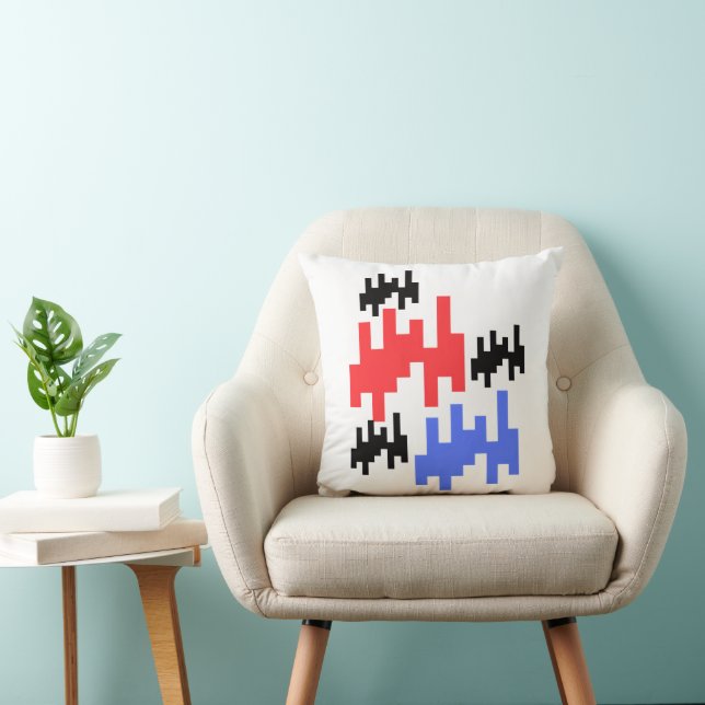 Dekoratives Kissen rote und blaue Pixel (Stuhl )