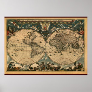 Dekoratives Künstlerisches Altes World Map Poster