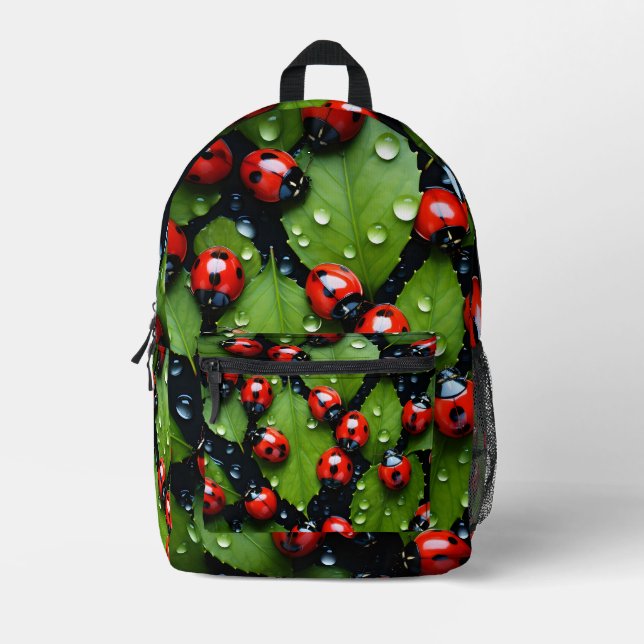 Dekoratives Ladybug-Muster Bedruckter Rucksack (Vorderseite)