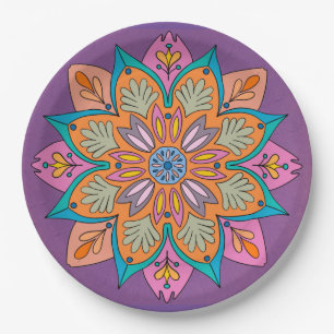Dekoratives Mandala-Design Pappteller